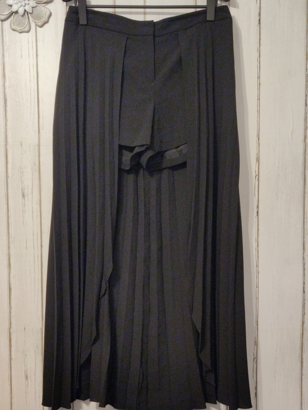 Trina Turk Black Pleated Maxi Skirt with Front Panel